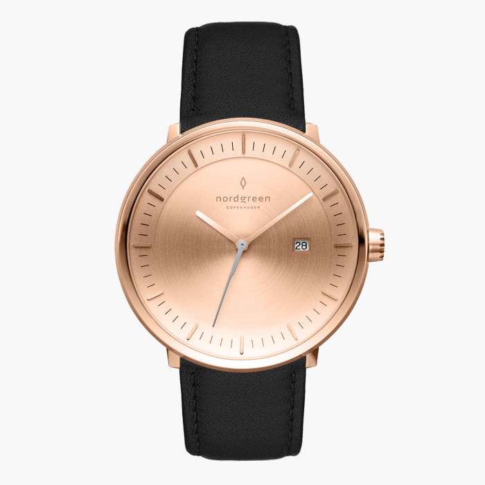 Philosopher | Brushed Metal Dial - Black Vegan Leather