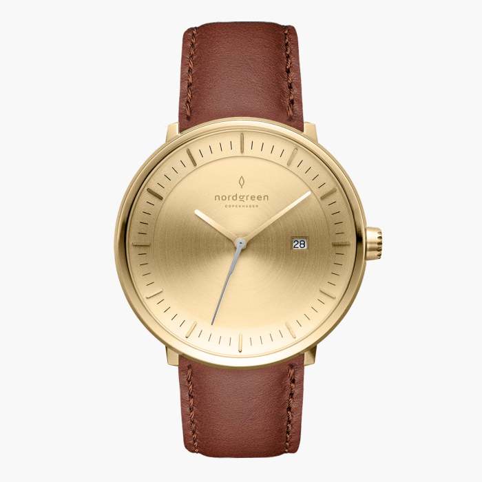 Philosopher | Brushed Metal Dial - Brown Leather