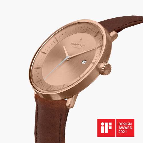 Philosopher | Brushed Metal Dial - Brown Leather