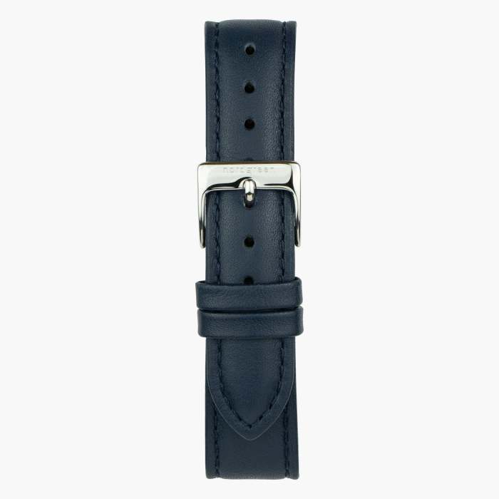 Unika | Polished Metal Dial - Navy Blue Vegan Leather