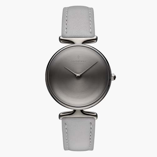 Unika | Brushed Metal Dial - Grey Leather