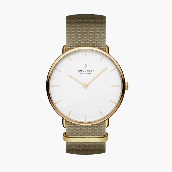 Native | White Dial - Olive Green NATO