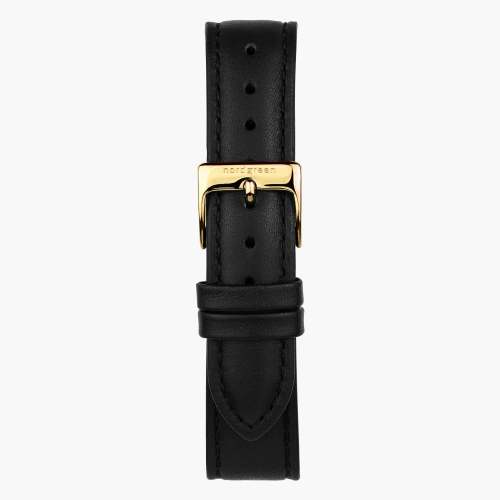Black Vegan Leather Watch Strap - Gold  - 32mm