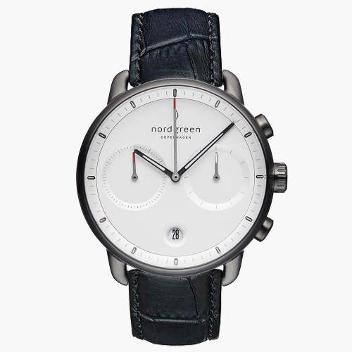 Pioneer | White Dial - Black Croc Leather