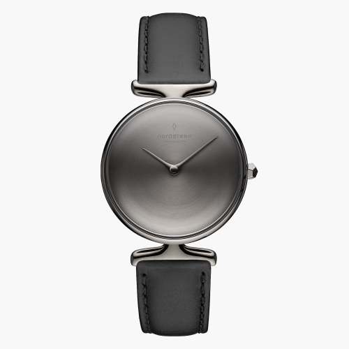 Unika | Brushed Metal Dial - Black Leather