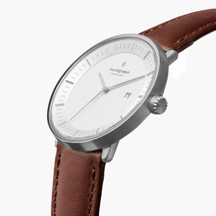 Philosopher - BUNDLE White Dial Silver | Brown / Black Leather Strap