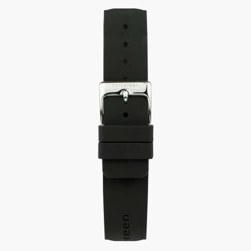Black Silicone Watch Strap - Silver - 40mm/42mm