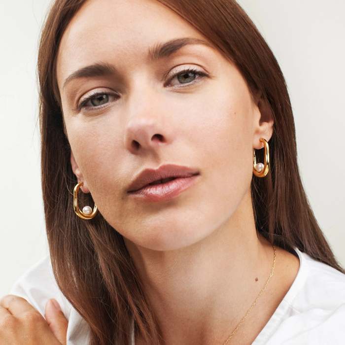 Delilah Hoop Earrings with Pearls
