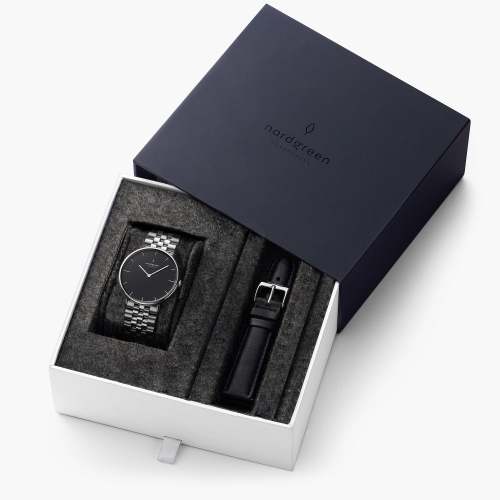 Native - BUNDLE Black Dial Silver | Silver 5-Link / Black Leather Strap