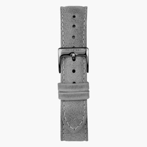 Grey Leather Watch Strap - Gun Metal - 32mm