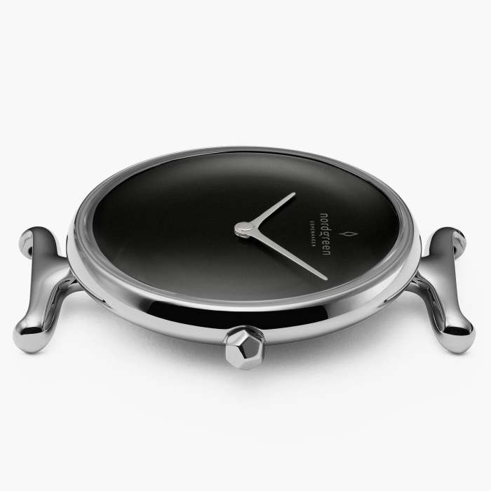 Unika - BUNDLE Black Dial Silver | Silver 5-Link / Black / Brown Leather Strap
