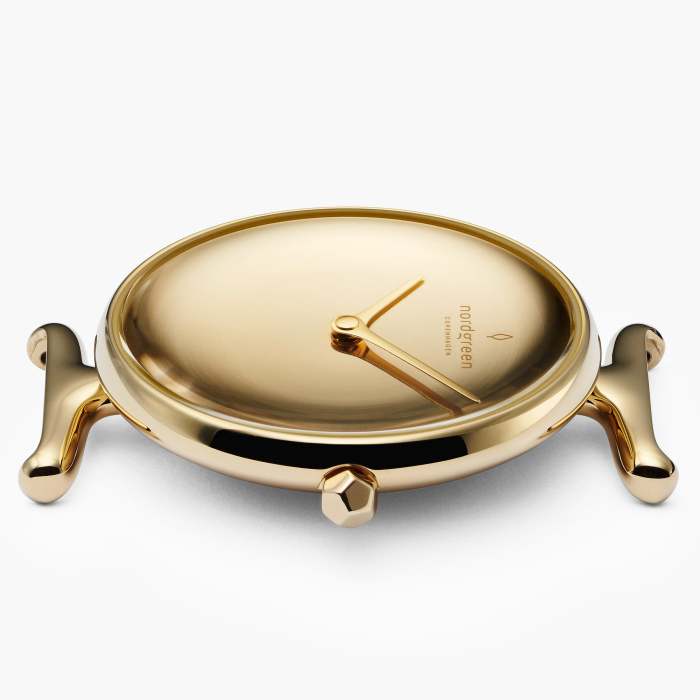 Unika | Polished Metal Dial - Brown Leather
