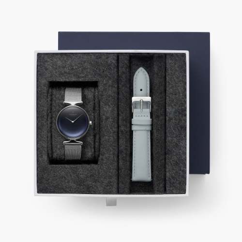 Unika - BUNDLE Rainbow Black Dial Silver | 5 Link	/ Black Leather