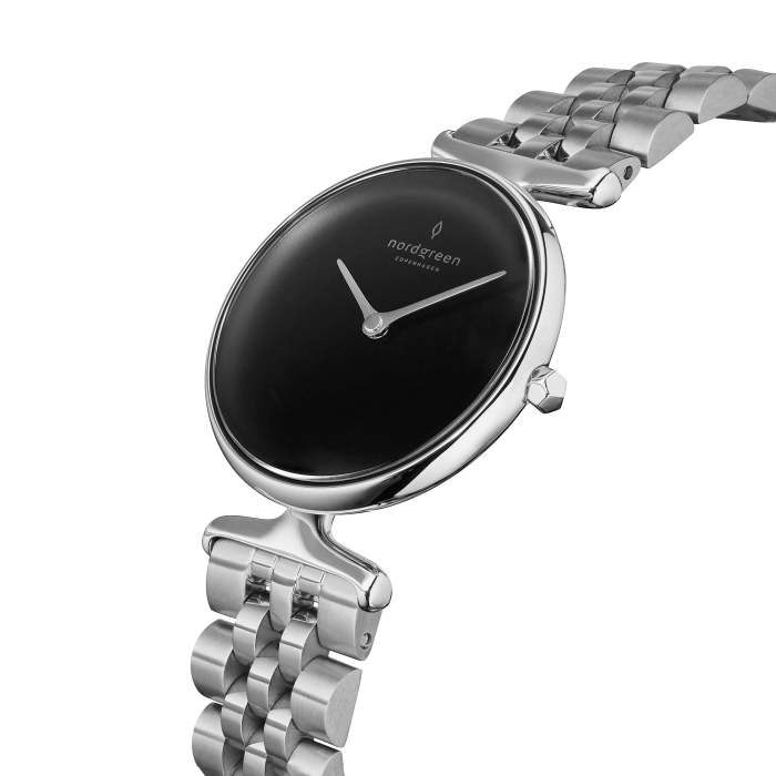 Unika - BUNDLE Black Dial Silver | Silver 5-Link / Black / Brown Leather Strap