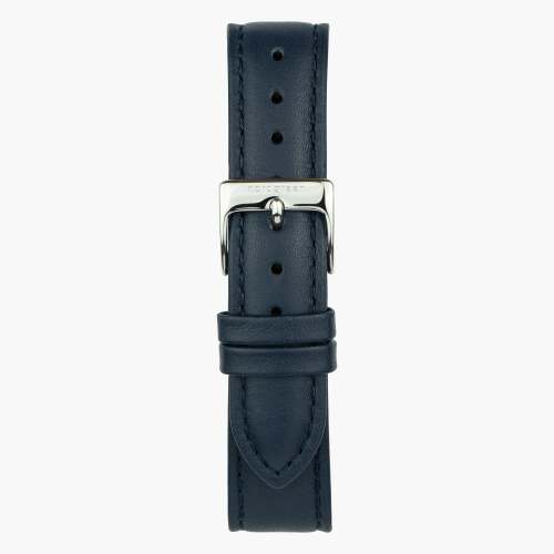 Navy Blue Vegan Leather Watch Strap - Silver - 36mm