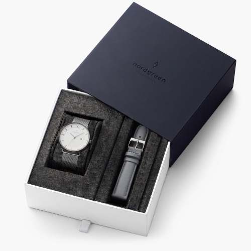 Philosopher - BUNDLE White Dial Silver | Silver Mesh / Grey Leather Straps