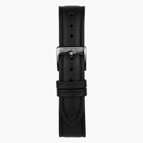Black Leather Watch Strap - Gun Metal - 28mm