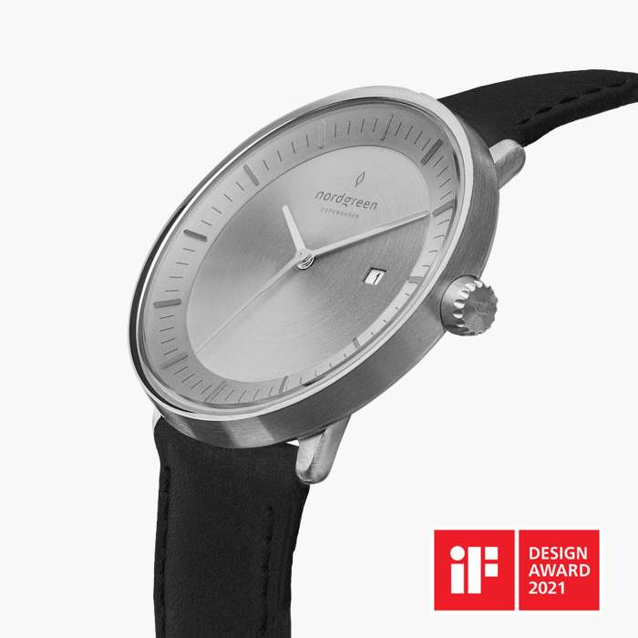 Philosopher | Brushed Metal Dial - Black Vegan Leather
