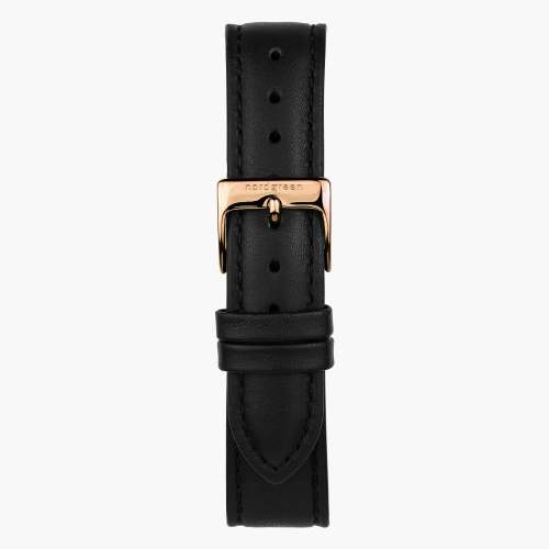 Black Vegan Leather Watch Strap - Rose Gold - 28mm