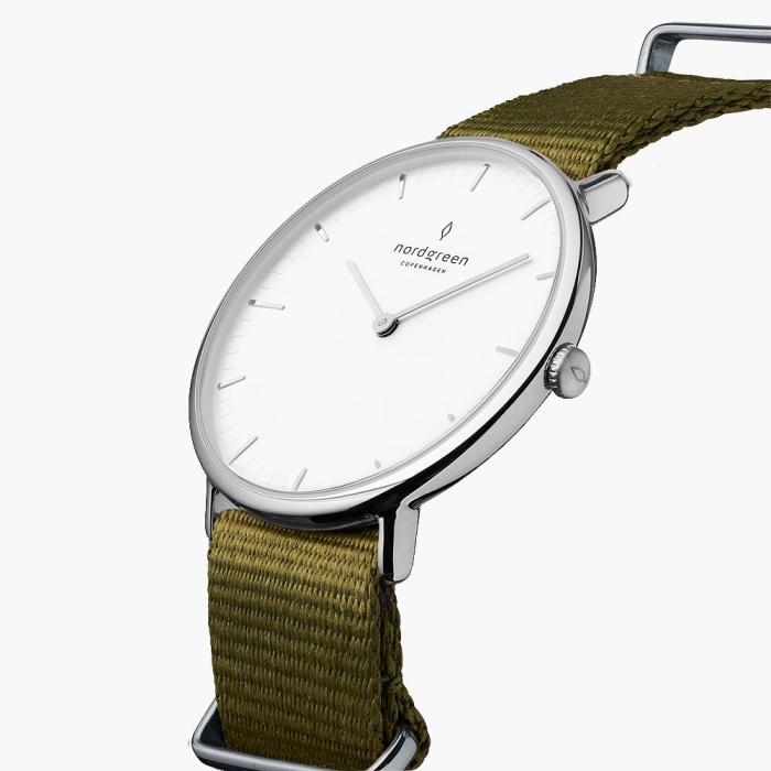 Native | White Dial - Olive Green NATO