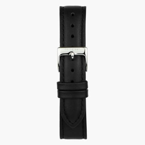 Black Vegan Leather Watch Strap - Silver - 28mm