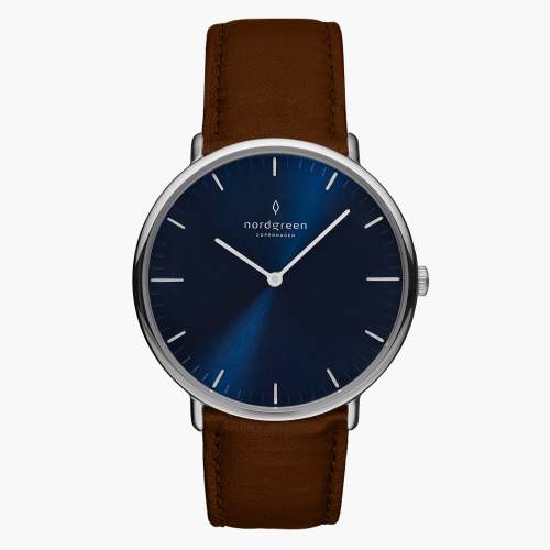Native | Navy Dial - Dark Brown Leather