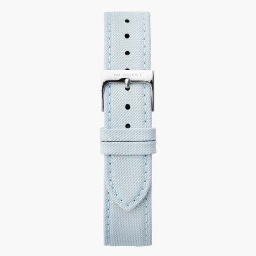 Light Blue Recycled Polyester Strap - Silver - 36mm