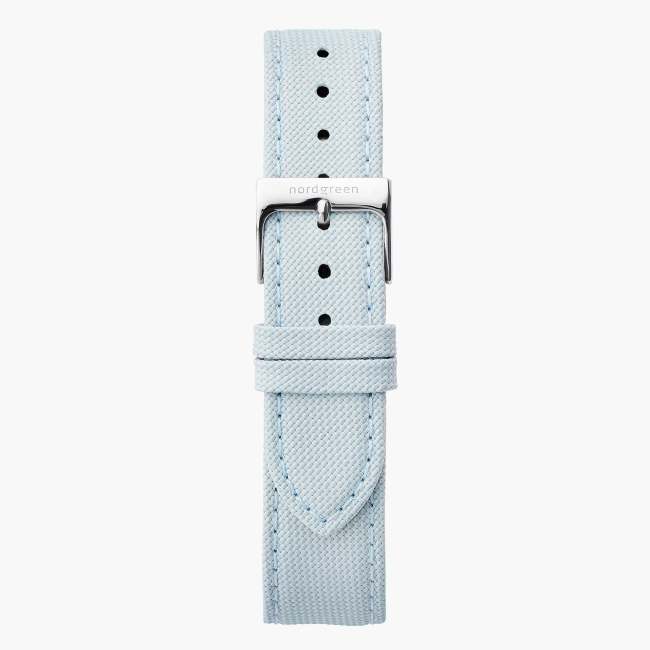 Light Blue Recycled Polyester Strap - Silver - 36mm