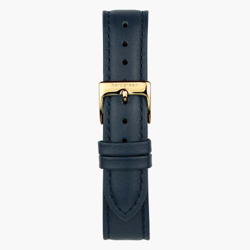 Navy Blue Vegan Leather Watch Strap - Gold - 28mm