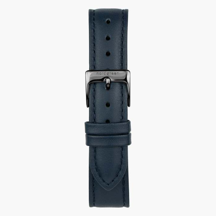 Unika | Polished Metal Dial - Navy Blue Vegan Leather