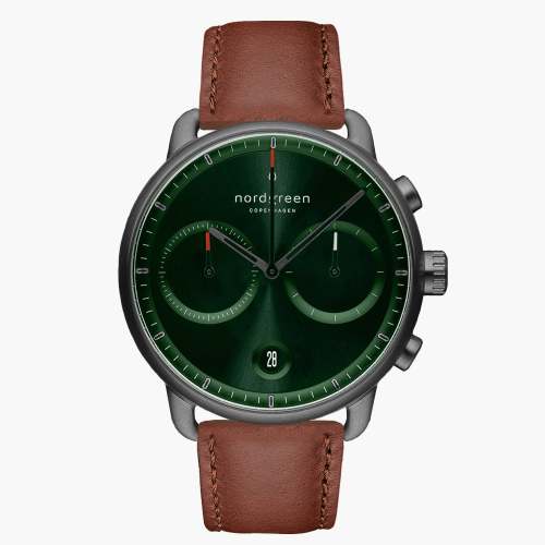 Pioneer | Green Sunray Dial - Brown Leather