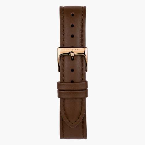 Brown Vegan Leather Watch Strap - Rose Gold - 32mm