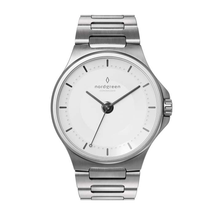 Guardian Silver White Dial with Silver H-Link Watch Strap