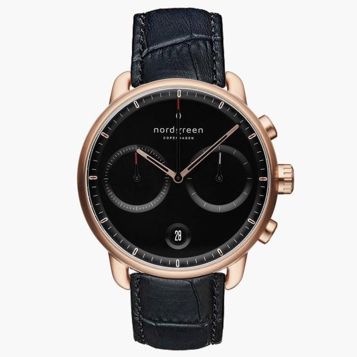 Pioneer | Black Dial - Black Croc Leather