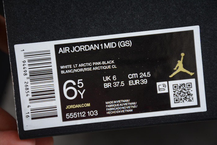 Air Jordan 1 Mid GS White Arctic Pink 555112-103