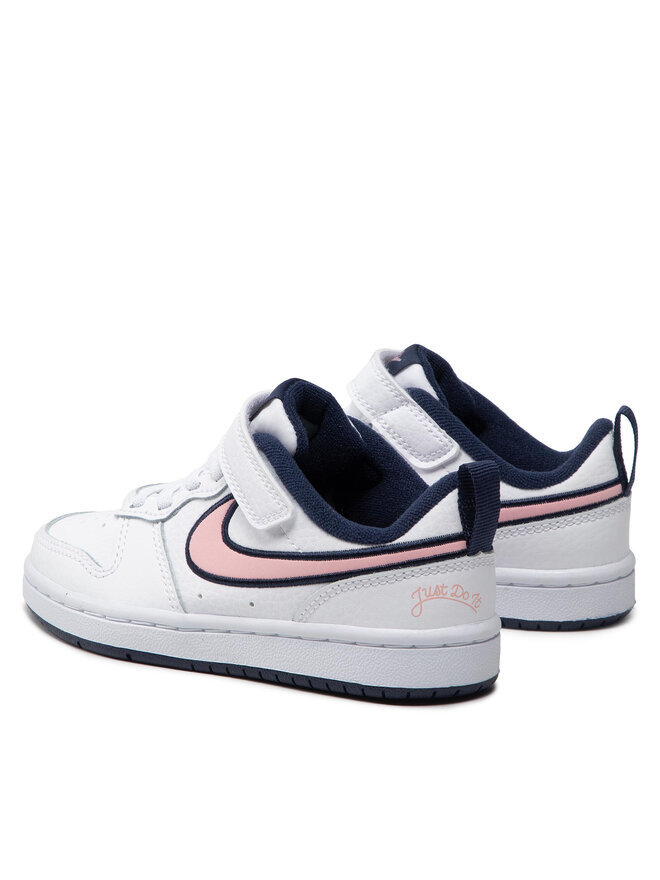Air Force Court Borough Low Children's Leather Sneakers Velcro White Pink