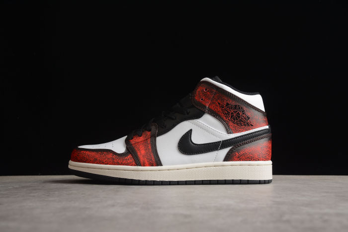 Air Jordan 1 Mid SE TD Wear-Away Sneakers Black White Sail