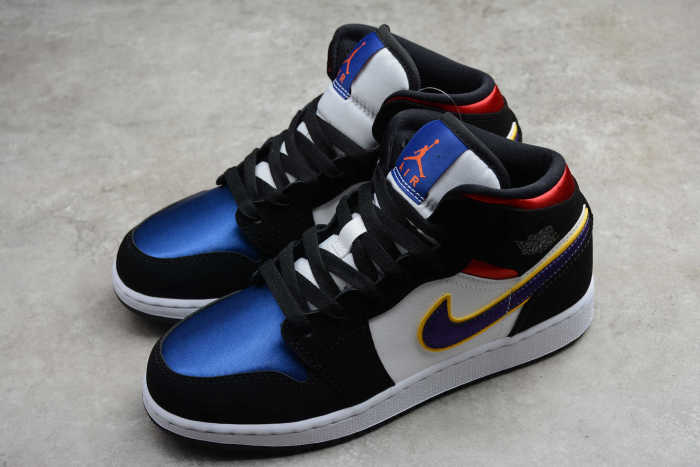 Air Jordan 1 Mid Lakers Top 3 Satin Purple Swish BQ6931-005