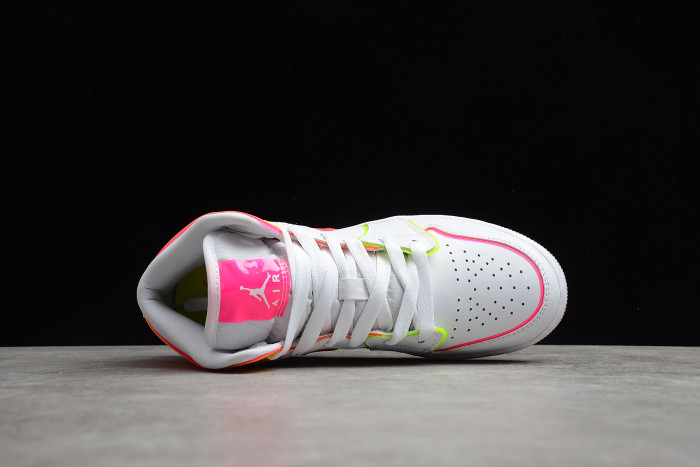 Air Jordan 1 Mid GS Edge Glow White Pink Blast CV4611-100