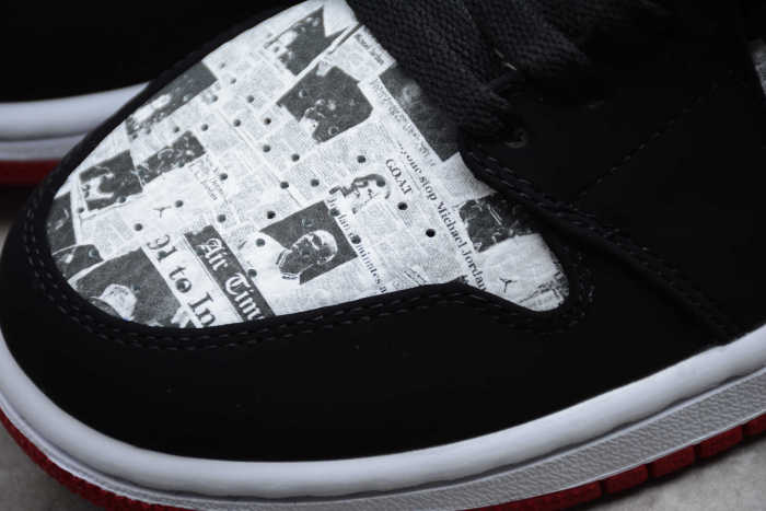 Air Jordan 1 Mid Newspaper Air Times Black Red 852542-061