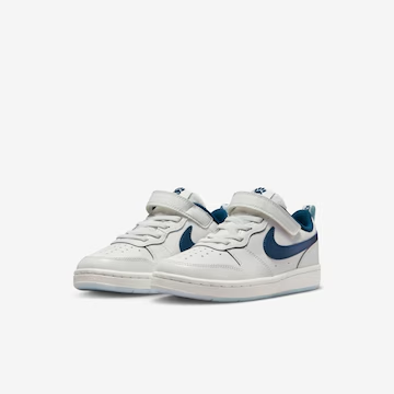 Air Force low-top children's leather sneakers Velcro FG22-36  White Blue