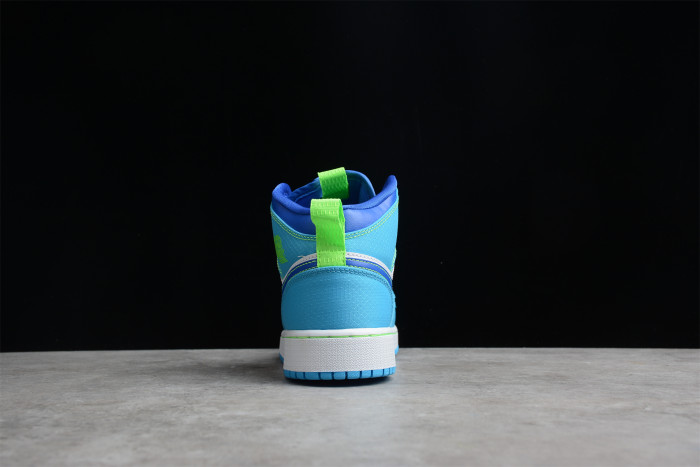 Air Jordan 1 MID SE GS Dark Powder Blue Green Strike