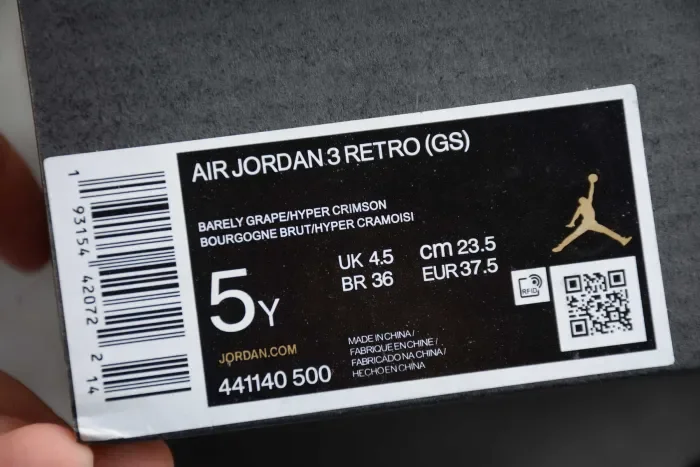 Air Jordan 3 WMNS Barely Grape Hyper Crimson 441140-500