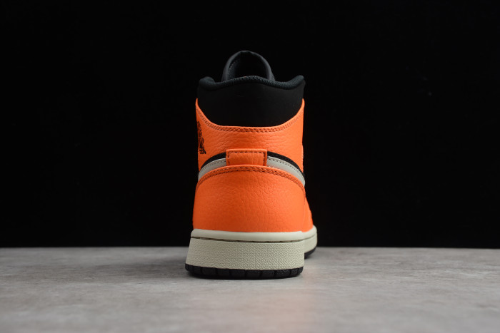 Air Jordan 1 Mid 10.5 Black Light Bone Orange Size 10.5 554724 062