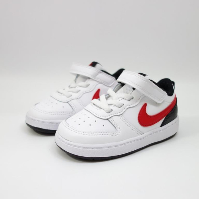 Air Force low-top children's leather sneakers Velcro White Black