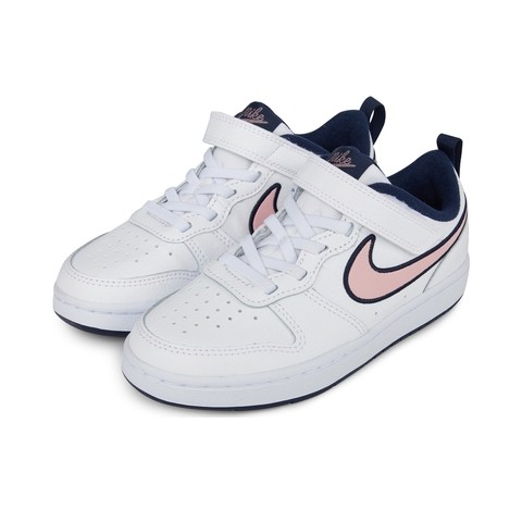 Air Force Court Borough Low Children's Leather Sneakers Velcro White Pink