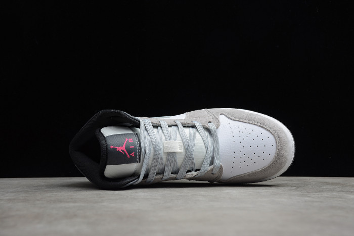 Air Jordan 1 Mid GS ' Grey Hyper Pink' White