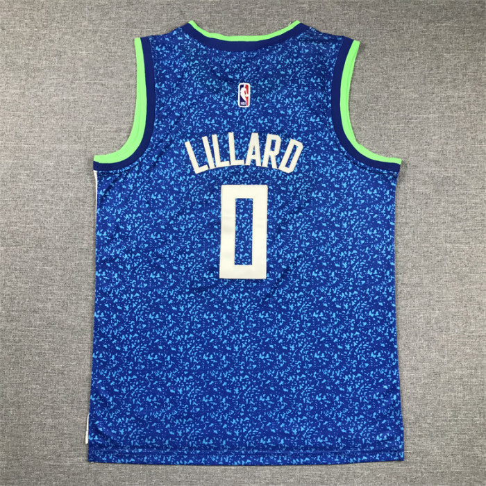 Milwaukee Bucks Kids Jersey Blue City Edition 23/24 NO.0 LILLARD