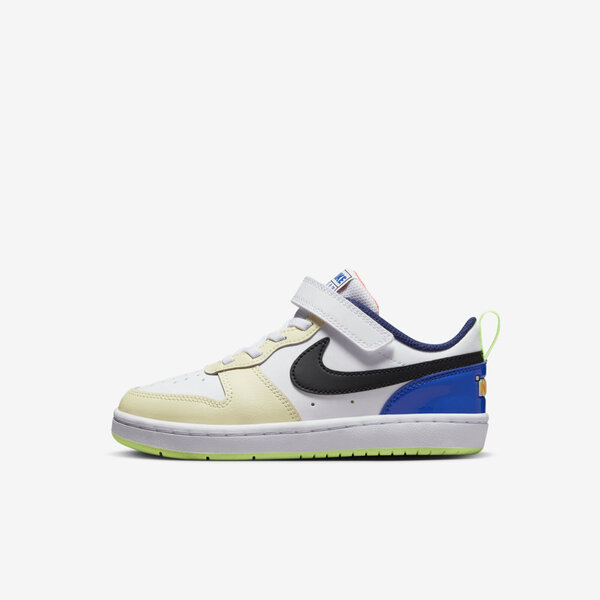 Air Force low-top children's leather sneakers with Velcro FG22-36 Off-white and black classic stitching