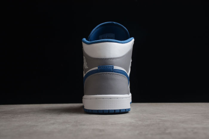Air Jordan 1 Mid Wolf Grey Aluminum Women Sneakers White
